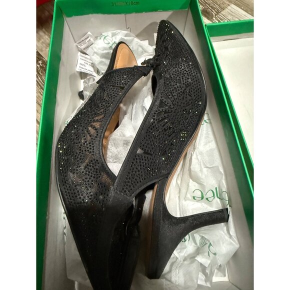 J. Renée Womens Vanani Black Rhinestone Slingback Kitten Heels 11M Elegant Party - Picture 9 of 9